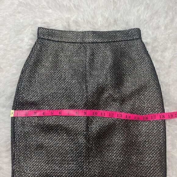Banana Republic Pencil Skirt Metallic Tweed Size 0 Black Career Office - Picture 4 of 8